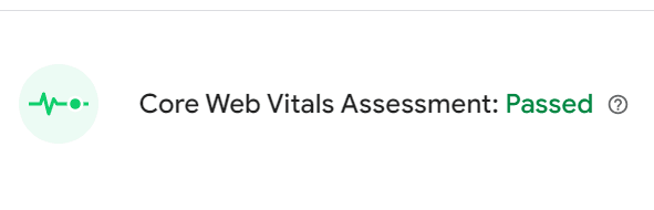 Core Web Vitals შემოწმების მაგალითი — Passed